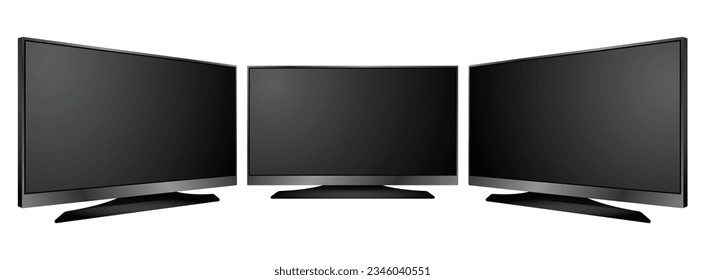 realista de la televisión dirigida lcd aislado o lcd plasma de pantalla ancha de la maqueta tv. Representación 3D