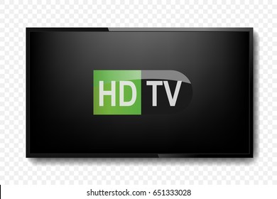 Realistic TV. Plazma. with text HD TV. Vector illustration