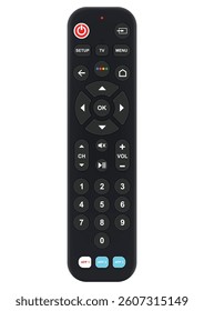 Realistic TV Remote Controller Isolated on White Background