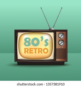 Realistic TV Retro style.80's style.with blank screen.vector illustraion