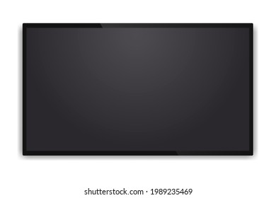 Pantalla de televisión realista. Plantilla de tv en blanco. Ilustración vectorial.	