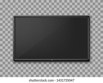 Realistic TV screen. Empty TV frame transparent background. Modern stylish lcd monitor, led type. Blank television template – for stock vector