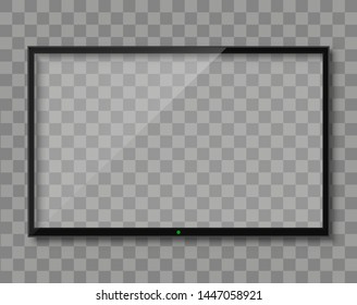 Realistic TV screen. Empty TV frame transparent background. Modern stylish lcd monitor, led type. Blank television template – vector for stock