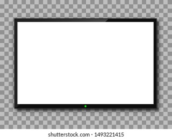 Realistic TV screen. Empty TV frame transparent background. Modern stylish lcd monitor, led type. Blank white television template – stock vector