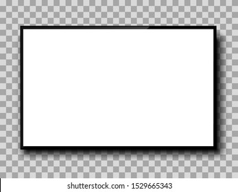 Realistic TV screen. Empty TV frame transparent background. Modern stylish lcd monitor, led type. Blank white television template – vector