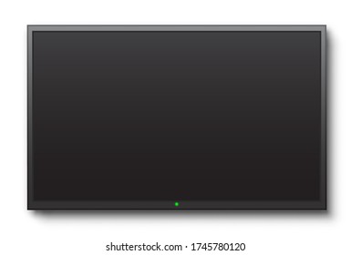 Realistic TV screen. Empty TV frame transparent background. Modern stylish lcd monitor, led type. Blank television template with black screen – 