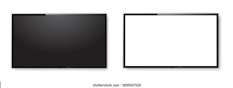 Realistic TV screen mock up isolated on white