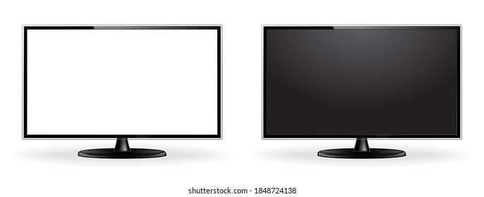 Realistic TV screen mock up isolated on white