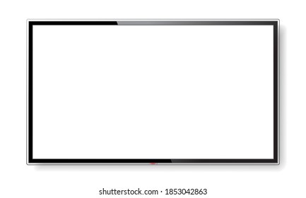 Realistic TV Screen Mock Up Isolated On White