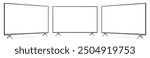 Realistic tv screen mockup. Television display on three sides with blank screen.