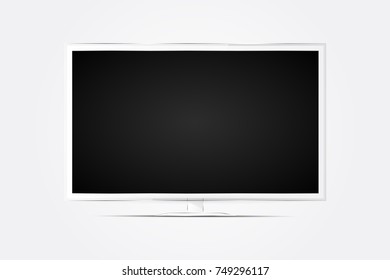 Realistic TV screen in modern style on white background. Flat vector illustration EPS 10