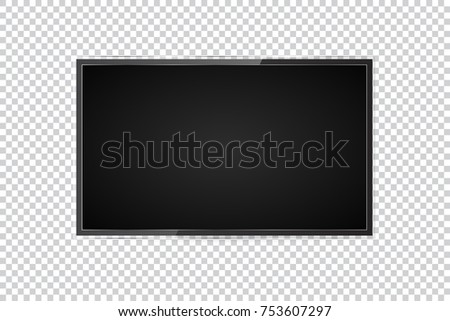 Realistic TV screen in modern style on transparent background. Flat vector illustration EPS 10