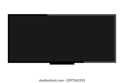 Realistic TV screen. Modern stylish lcd panel, led type. Large computer monitor display mockup. Blank television template. Graphic design element for catalog, web site, as mock up. Vector illustration