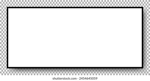 Realistic TV screen. Modern stylish lcd panel, led type. Large computer monitor display mockup. Blank television template.