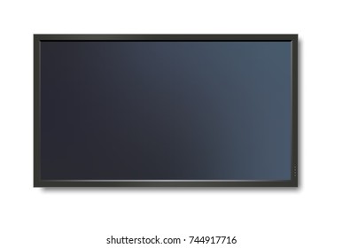 Realistic TV Screen. Modern Stylish Lcd Panel, Led Type. Large Computer Monitor Display Mockup