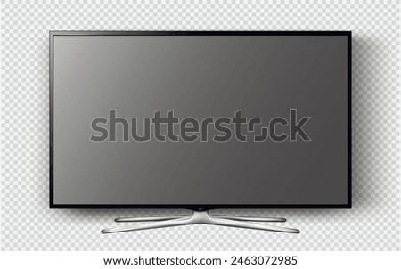 Realistic TV screen. Modern stylish lcd tv isolated on transparent background.