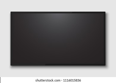 Realistic TV screen. Modern television lcd panel with soccer match