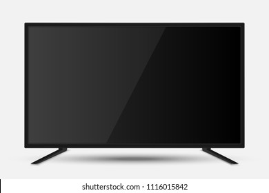 Realistic TV screen. Modern television lcd panel with soccer match