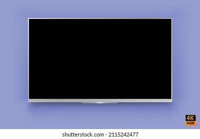 Realistic TV screen on a isolated baskgound. 3d blank led monitor. Smart TV Mockup
