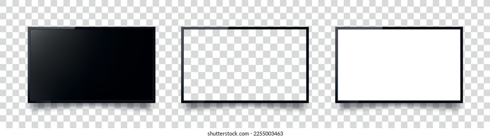 Realistic TV screen on a isolated baskgound. 3d blank led monitor - stock vector 10 eps.