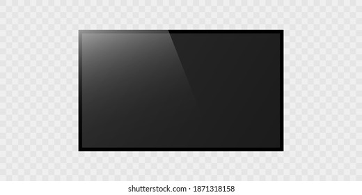 Pantalla de televisión realista sobre fondo transparente. LCD de pantalla plana moderna