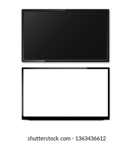 Realistic TV screen on white background. Blank screen lcd smart. Vector illustration