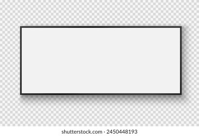 Realistic TV screen PNG. Modern stylish LED LCD panel. Large computer monitor display mockup. Blank TV template. Vector illustration of a plasma TV monitor on a transparent background.