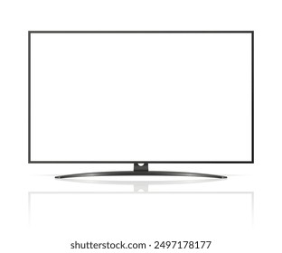 Realistic tv screen. Smart tv mockup with reflection.