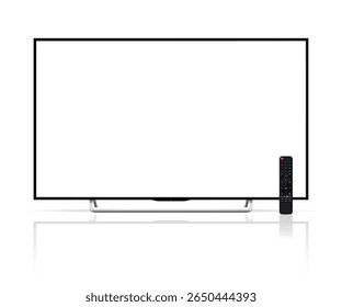 Realistic tv screen. Smart tv mockup. Blank television template. Vector illustration.