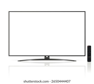 Realistic tv screen. Smart tv mockup with reflection.