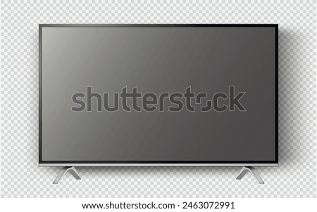 Realistic tv screen. Smart tv mockup. Vector illustration.