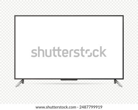 Realistic tv screen. Smart tv mockup isolated on transparent background. Vector illustration.