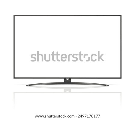 Realistic tv screen. Smart tv mockup with reflection.