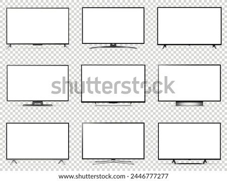 Realistic tv set with blank screen isolated on transparent background