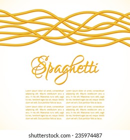 Realistic Twisted Spaghetti Pasta, horizontal composition, vector illustration