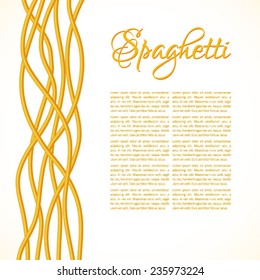 Realistic Twisted Spaghetti Pasta, vertical composition, vector illustration