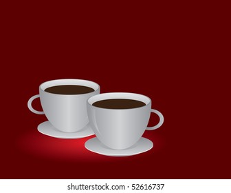 realistic two cups of coffee