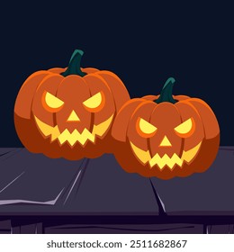 Realista dos ilustración de calabaza de Halloween con cara de miedo