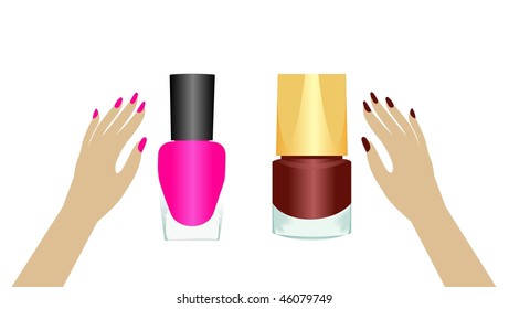 Realistic two nail polishes. Vector