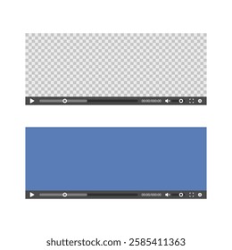 Realistic two video player template with blue and transparent screen