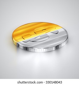Realistic two-coloured coin (Dollar), vector
