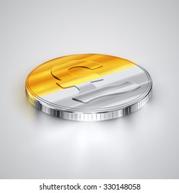 Realistic two-coloured coin (Pound), vector