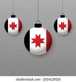 Realistic Udmurtia Flag with flying light balloons. Decorative elements for national holidays.