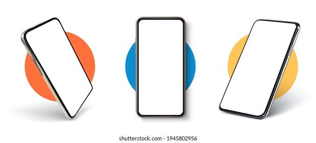 Realistic UI, UX phone mockup. Smartphone blank screen, phone mockup. Template for infographics or presentation UI design interface. Cellphone frame with blank display