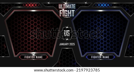 Realistic Ultimate fight sports 3d poster with modern metallic logo