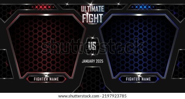 Realistic Ultimate fight sports 3d poster with\
modern metallic logo