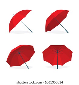 Realistic realistic umbrella illustrations set.
Flat design umbrella isolated on white background.