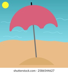 Realistic umbrella on the beach on sea background icon
Vector umbrella in the sand