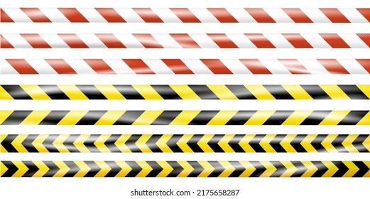 Realistic under construction crossing caution tape of warning signs for construction area or crime scene. Danger tape. Police line and do not cross ribbon. Warning danger tape. Ribbons for accident