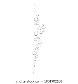 Realistic Underwater Air Bubbles. Fizzy Carbonated Drink, Soda, Lemonade, Beer, Champagne, Sparkling Wine. Oxygen Bubbles In Ocean, Sea Or Aquarium. Vector Illustration.